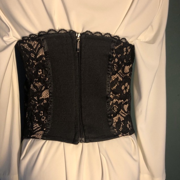 Nude and black Bustier /Corset , by poof shown over a shirt - Picture 3 of 3